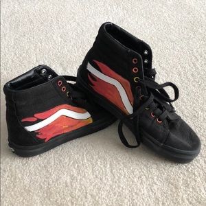 Flame painted all black vans